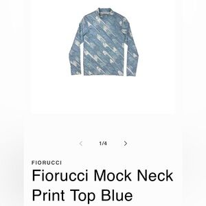 Fiorucci Light Blue & White Graphic Mock Neck Top